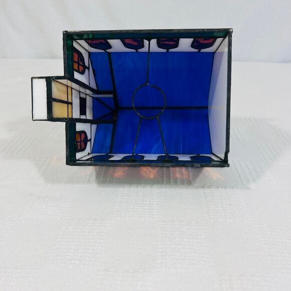 Crystal Village Stained Glass Church Illuminated VTG Handcrafted American Glas\ - Picture 6 of 12